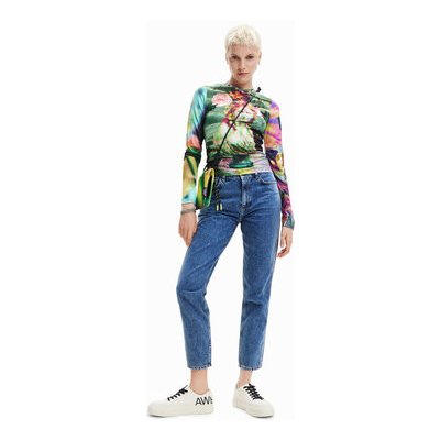 Desigual Jeansy Mayo 23SWDD36 modré Mom Fit