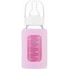 Láhev a nápitka EcoViking Kojenecké láhev skleněná úzká silikonový obal růžový 120ml