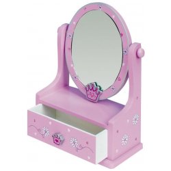 Teddies Zrcadlo šperkovnice zásuvka dřevo 16,2x24,2x8,5cm 3 barvy v krabici