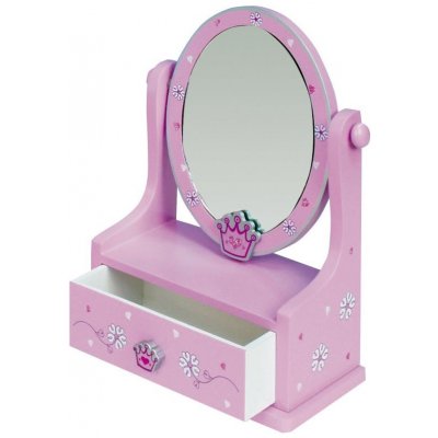 Teddies Zrcadlo šperkovnice zásuvka dřevo 16,2x24,2x8,5cm 3 barvy v krabici – Zbozi.Blesk.cz