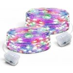 senzanakupy 2 × Dekorační mini mikro řetěz 2 m, 20 led na baterie - barevný – Hledejceny.cz