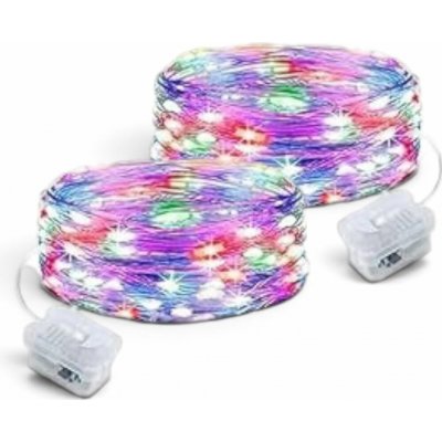 senzanakupy 2 × Dekorační mini mikro řetěz 2 m, 20 led na baterie - barevný – Hledejceny.cz