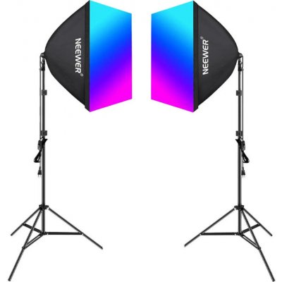 Neewer Kit NK800 dva softboxy + žárovky RGB 24W 2700-6500K + stativy + barndoor – Hledejceny.cz
