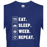 Bezvatriko Eat sleep weed repeat modrá Canvas pánské tričko s krátkým rukávem 1