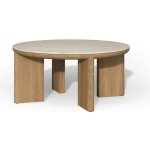 Tribu Nízký stolek Amanu, kulatý 90x42 cm, rám teak, deska keramika dekor sabbia – Hledejceny.cz