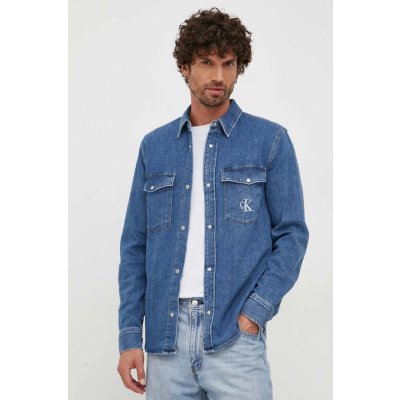 Calvin Klein Jeans pánská džínová košile regular s klasickým límcem J30J324740 modrá – Zboží Mobilmania