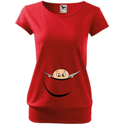 Těhotenské tričko Kluk z bříška červená – Zboží Dáma