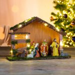 Haushalt international LED dřevěný betlém s porcelánovými figurkami – Sleviste.cz