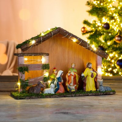 Haushalt international LED dřevěný betlém s porcelánovými figurkami – Sleviste.cz