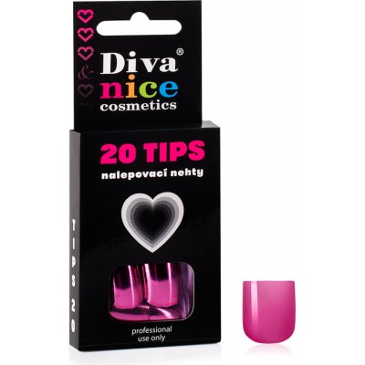 Diva & Nice Cosmetics Nalepovací umělé nehty TIPS 20 růžová metalická 19 – Zboží Dáma