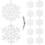 SPRINGOS Vánoční ozdoby Sněhové vločky se třpytkami 10cm bílé sada 12ks