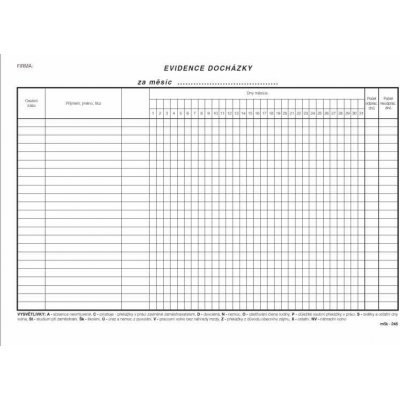 MSK 246 Evidence docházky A4 – Zboží Živě