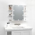 vidaXL Zrcadlová skříňka s LED bílá s vysokým leskem 70 x 16,5 x 60 cm – Zboží Dáma