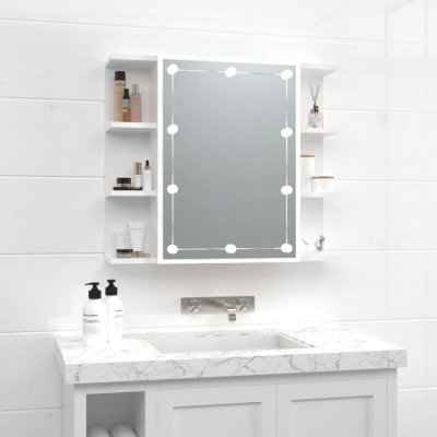 vidaXL Zrcadlová skříňka s LED bílá s vysokým leskem 70 x 16,5 x 60 cm – Zboží Dáma