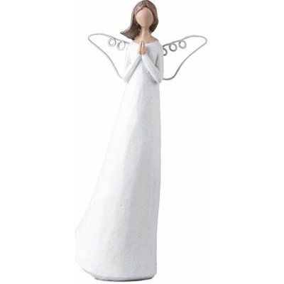 Z - TRADE Andílek polyresin 13 × 25 cm, bílo-stříbrný – Zboží Dáma