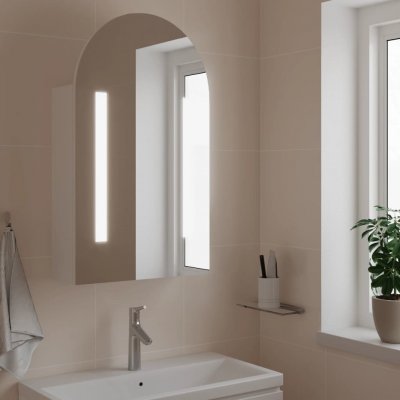 zahrada-XL Koupelnová zrcadlová skřínka s LED klenutá bílá 42 x 13 x 70 cm