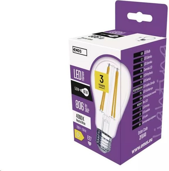 Emos LED žárovka Filament A60 E27 5,9 W 60 W 806 lm neutrální bílá