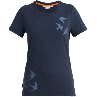 Icebreaker Womens merino Central Classic SS T-Shirt Swarming Shapes Midnight Navy