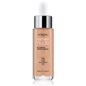 L'Oréal Paris True Match Nude Plumping Tinted Serum sérum pro sjednocení barevného tónu pleti 3-4 Light Medium 30 ml