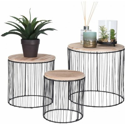 ProGarden STOJAN NA KVĚTINÁČ 29x28 cm +24x23 cm +21x19 cm ČERNÁ/HNĚDÁ – Hledejceny.cz