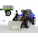Daimex dětský elektrický traktor s funkční nakládací lžící a vlekem modrá
