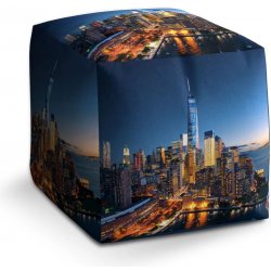 Sablio taburet Cube noční mrakodrapy 40x40x40 cm