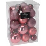 HOMESTYLING Vánoční ozdoby koule sada 26 ks tmavě růžová KO-CAN302060 – Sleviste.cz