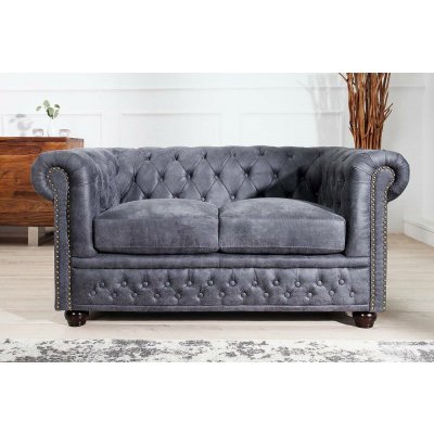 LuxD Dvousedačka Chesterfield Vintage šedá – Hledejceny.cz