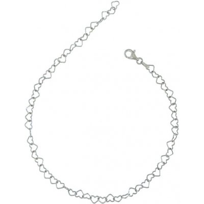 Řetízek na nohu stříbrný, srdíčka – Zboží Mobilmania