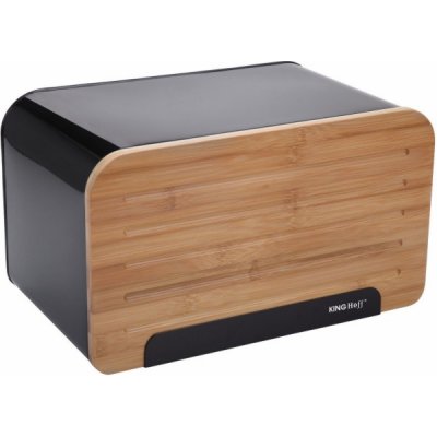 KingHoff chlebník z bambusu a oceli s prkénkem (KH-1071) – Zboží Dáma