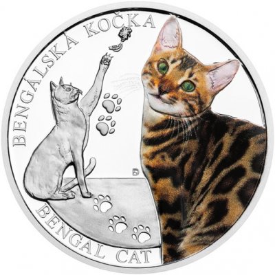 Česká mincovna Stříbrná mince Plemena koček Bengálská kočka proof 1 oz – Zboží Dáma