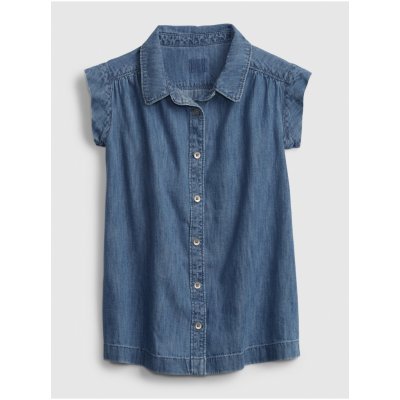 GAP dětské šaty denim med button trough dress modrá – Zboží Mobilmania