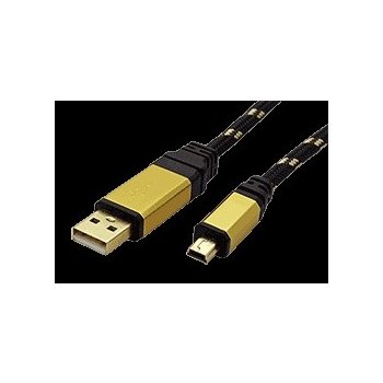Roline 11.02.8821 Gold USB 2.0 kabel USB A(M) - miniUSB 5pin B(M), 0,8m