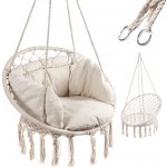 Severno Zahradní houpačka čapí hnízdo Luiza ecru 80cm + polštáře – Zboží Mobilmania