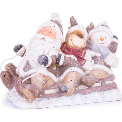 MagicHome Dekorace Vánoce Santa sob a sněhulák na saních keramika 45x23x34,50 cm – Hledejceny.cz