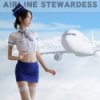 Dámský sexy kostým Sexy modrobílá čtyřdílná uniforma letušky 1241