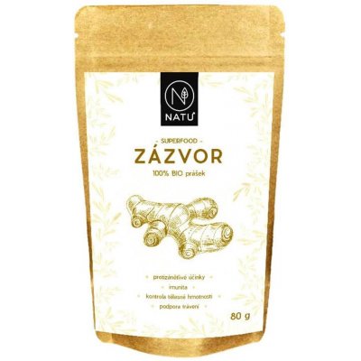 Natu Zázvor BIO prášek 80 g – Zboží Dáma