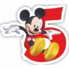Procos Mickey Mouse dortová svíčka bílá s červeným číslem 5
