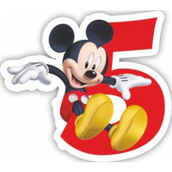 Procos Mickey Mouse dortová svíčka bílá s červeným číslem 5