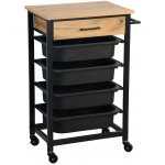 KESPER Regál pojízdný kuchyňský se šuplíkem, dub, černý 47 x 37 x 85 cm – Zboží Mobilmania