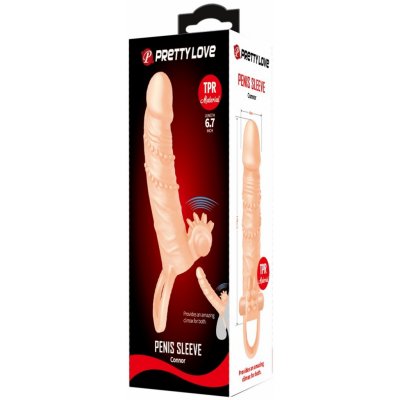 Pretty Love Connor Penis Sleeve Vibrator with Clitoral Stimulator Nude – Zboží Mobilmania