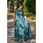 Jsem máma kojicí maxi šaty modré s listy – Zboží Dáma