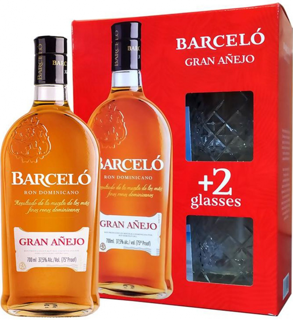 Barcelo Gran Añejo 37,5% 0,7 l (dárkové balení 2 sklenice)