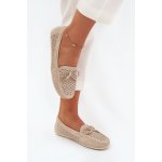 Boto Dámské mokasíny s perforovaným vzorem a šněrováním béžové Mirisa bílá – Zboží Dáma