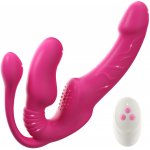 SuperLove Triple Delight Strapless Triple Motor Vibrating Strap On with Remote Pink – Zboží Dáma