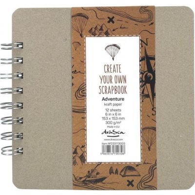 Drasca Art EOOD Album kroužkové Scrapbook Adventure kraft 300g/m2, 12 listů 20x20cm – Zboží Dáma