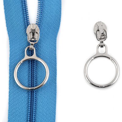 Jezdec ke spirálovým zipům No 3 s kroužkem - nikl (5 ks) – Zboží Mobilmania