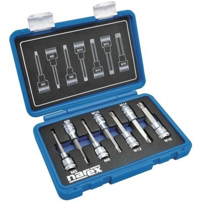 NAREX 443000960 Sada hlavic 1/2" zástrčných XZN M5-16 L100mm 7dílná – Sleviste.cz