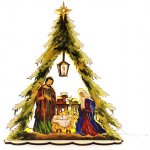 AMADEA Dřevěný svítící portál strom vánoční s betlémem barevný 30x26,5x5,5 cm – Zboží Mobilmania