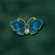 Éternelle luxusní brož Swarovski Elements modrý motýl B2291-20220810A modrá